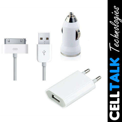 iPhone 4 4S 3G 3GS 30PIN USB Cable Car Home Charger Charging Kit